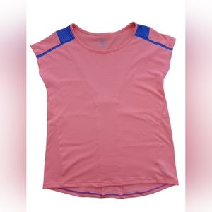 Champion Neon Peach and Blue Sport Short Sleeves Tee shirt Kid size L (10-12)